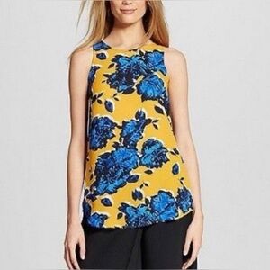 Vibrant Floral Tank Top - Yellow and Blue